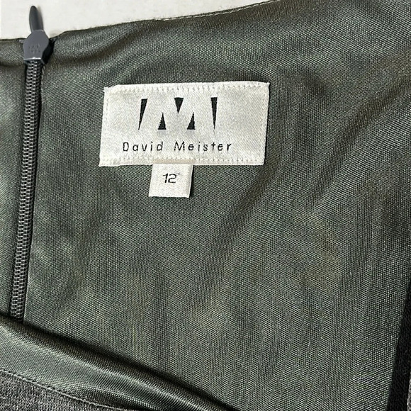 David Meister Grey Viscose Asymmetrical Neckline Long Sleeve Dress Size 12 - Picture 7 of 14